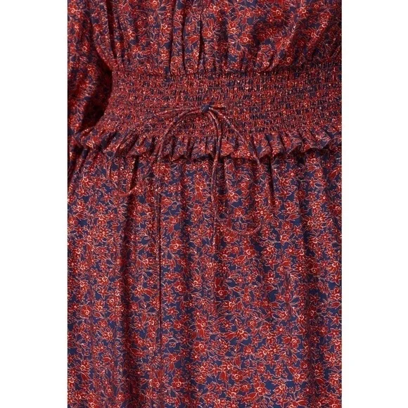 REBECCA MINKOFF Ruffle Hem Smocked Tie Waist Long Puff Sleeve Floral Dress XXL - Picture 13 of 14